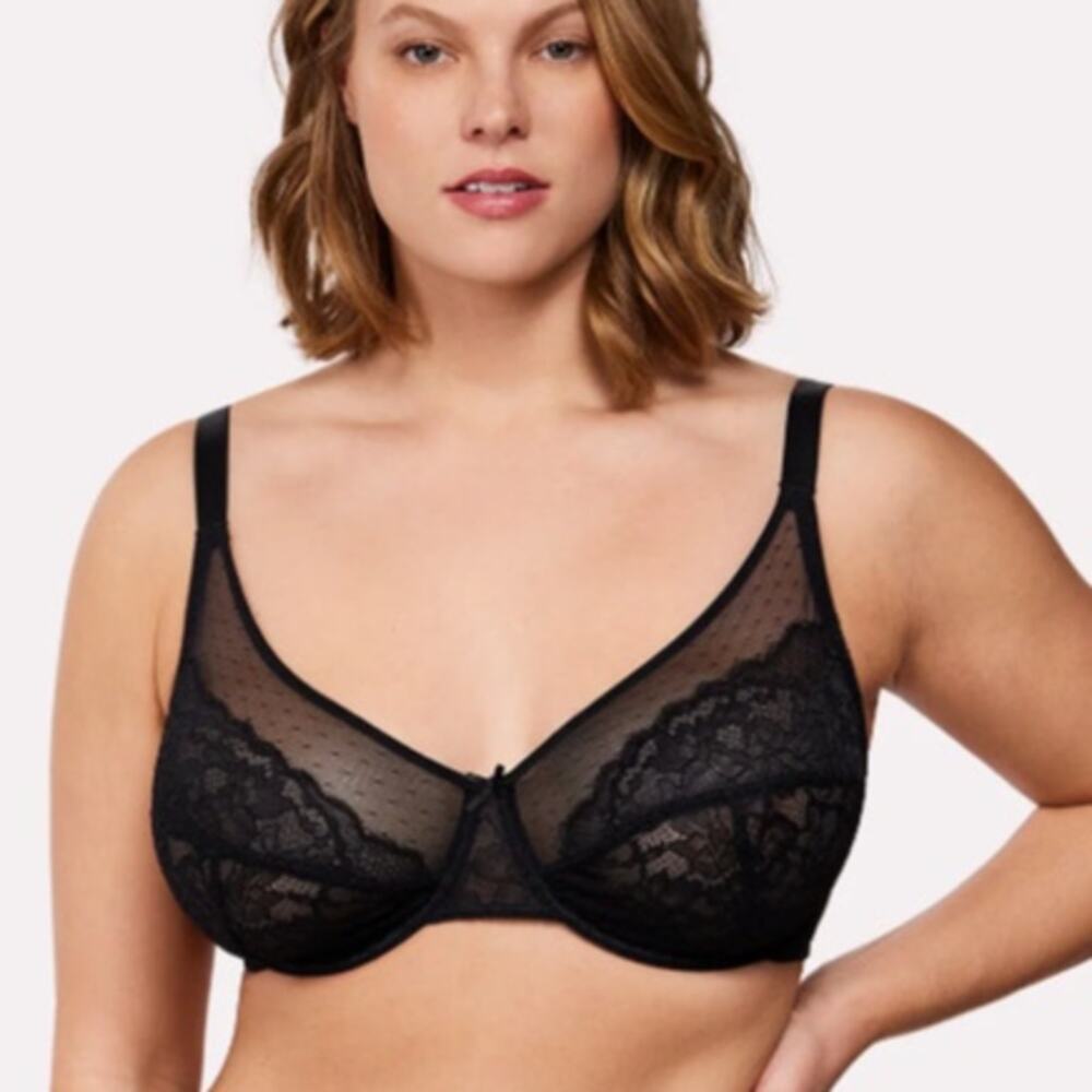 HSIA Enchante Black Lace Underwire Bra NWT 38DD Full Coverage Unlined